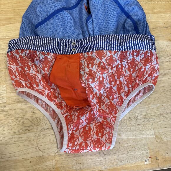 Ted Baker Blue Swim Trunk Shorts Micro Check Men's 5 XL Lined 6.5” Snap Buttons - Picture 5 of 13